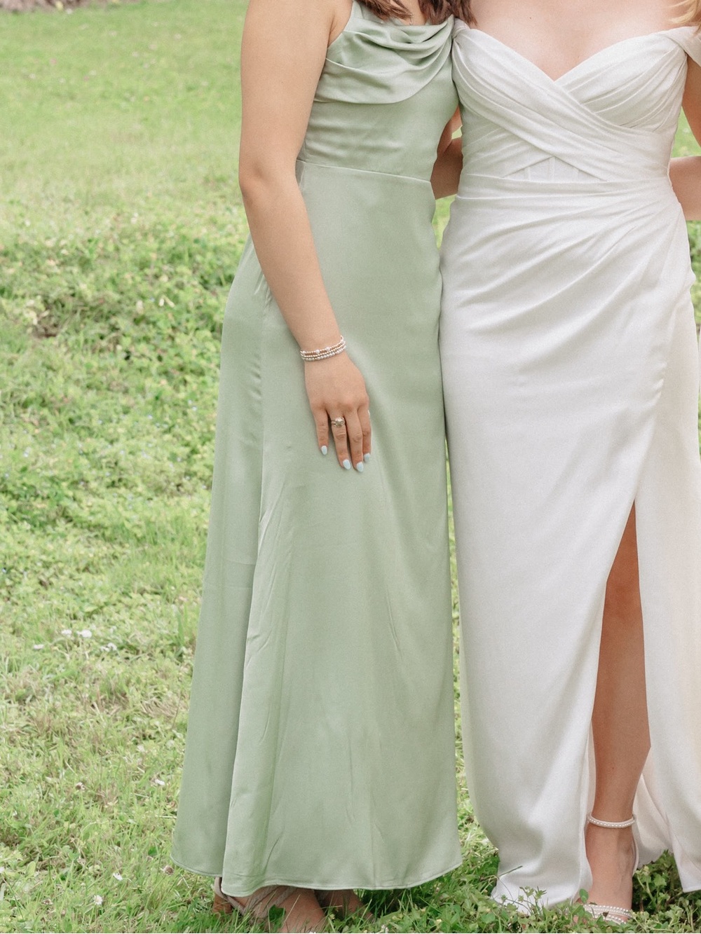 Elegant One-Shoulder Green Satin Evening Dress